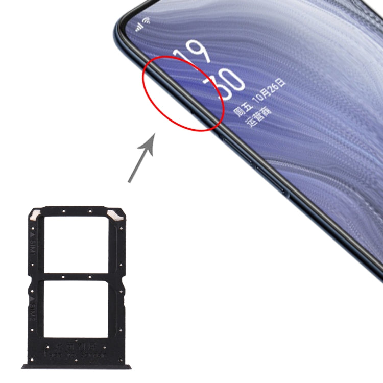 For OPPO Reno Z SIM Card Tray + SIM Card Tray (Black) by buy2fix