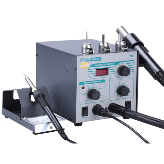 2 in 1 QUICK 706W+ 220V 50W Digital Display Hot Air Gun Anti-static Constant Temperature Lead-free Soldering Iron Desoldering Station, AU Plug by buy2fix
