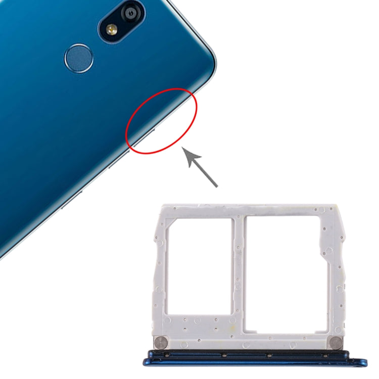 SIM Card Tray + Micro SD Card Tray for LG K40 / K12 Plus / X4 (2019) / X420EM / X420BMW / X420HM / X420 / X420N (Blue) by buy2fix