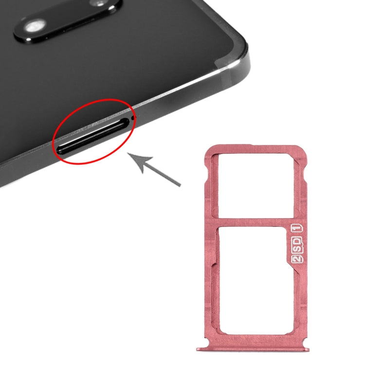 SIM Card Tray + SIM Card Tray / Micro SD Card Tray for Nokia 7 Plus TA-1062 (Purplish Red) by buy2fix