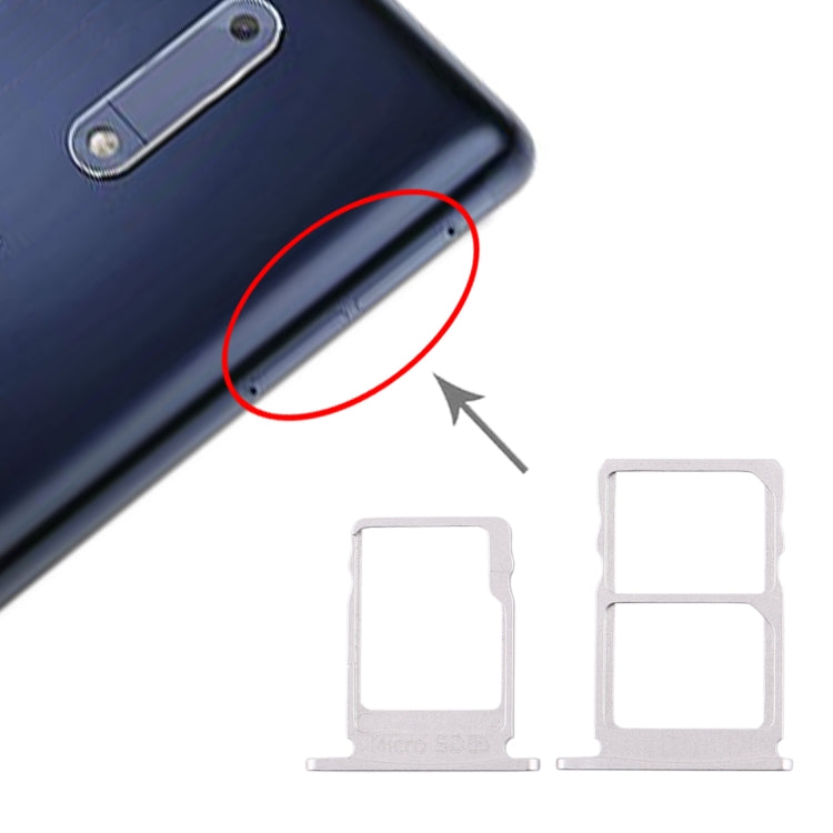 SIM Card Tray + SIM Card Tray + Micro SD Card Tray for Nokia 5 / N5 TA-1024 TA-1027 TA-1044 TA-1053 (White) by buy2fix