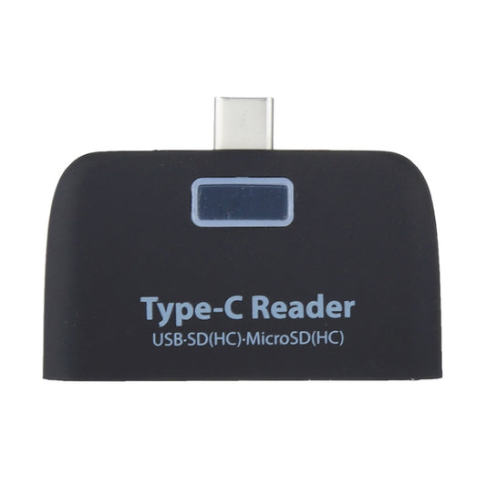 TF + SD Card + USB Port to USB-C / Type-C Adapter Card Reader Connection Kit with LED Indicator Light(Black) by buy2fix