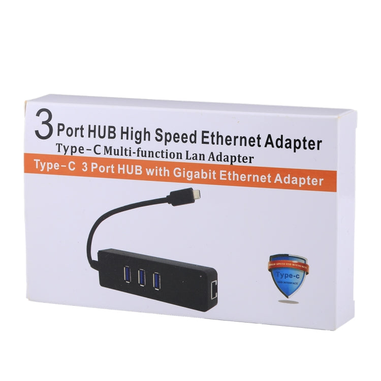 USB-C / Type-C to 3 USB 3.0 Ports HUB + RJ45 High Speed Gigabit Ethernet Adapter Multi-function LAN Adapter by buy2fix