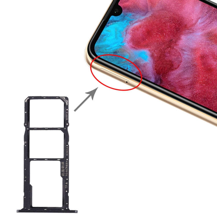 SIM Card Tray + SIM Card Tray + Micro SD Card Tray for Huawei Honor Play 3e (Black) by buy2fix