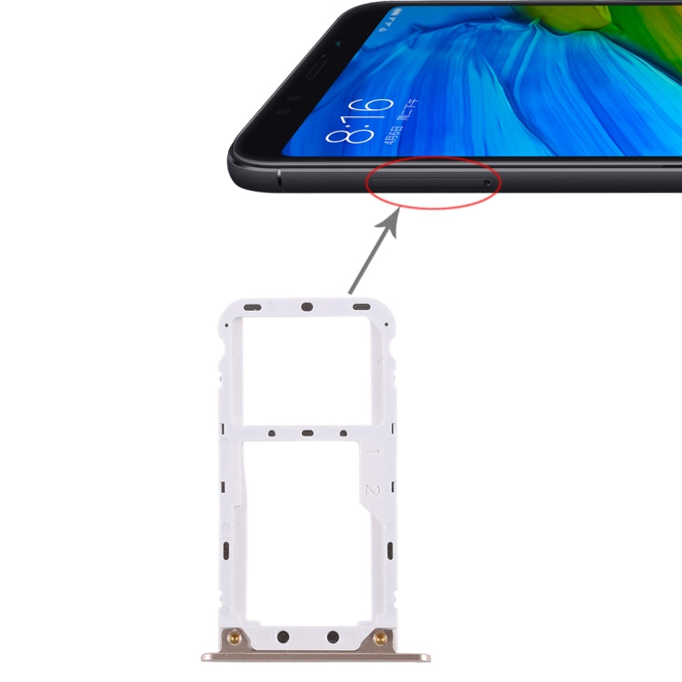 2 SIM Card Tray / Micro SD Card Tray for Xiaomi Redmi 5 Plus(Gold) by buy2fix