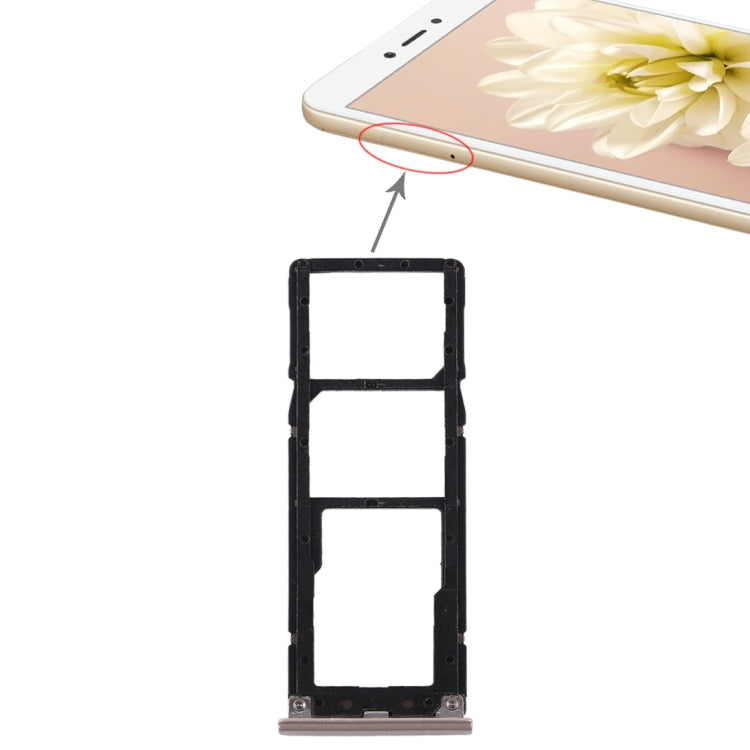 2 SIM Card Tray + Micro SD Card Tray for Xiaomi Redmi Note 5A(Gold) by buy2fix