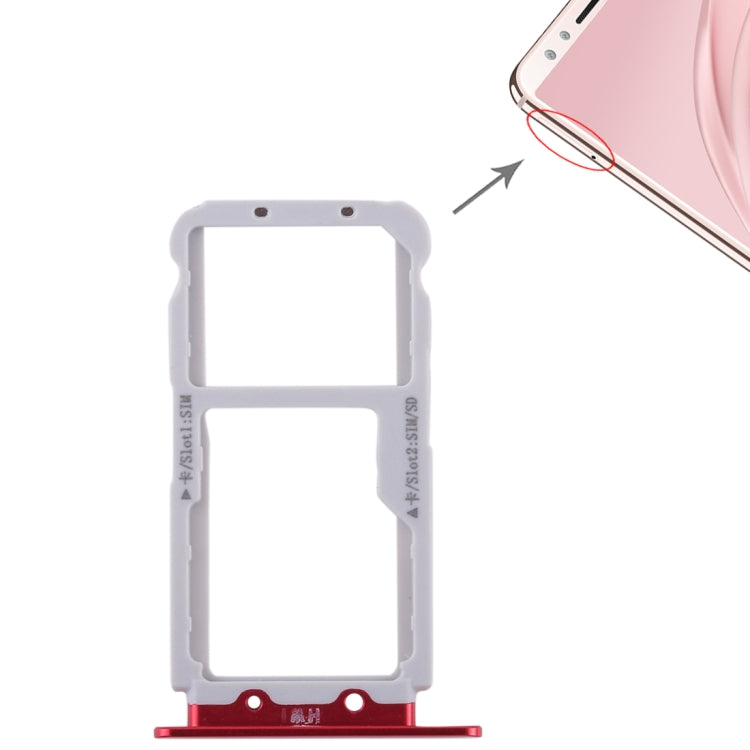 2 SIM Card Tray / Micro SD Card Tray for Huawei Nova 2s(Red) by buy2fix