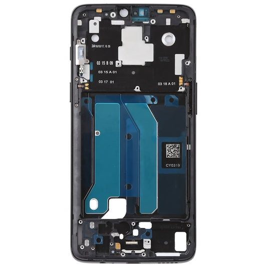 For OnePlus 6 Front Housing LCD Frame Bezel Plate with Side Keys (Jet Black) by buy2fix