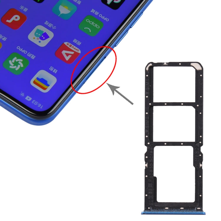For OPPO A11x/A11/A9(2020)/A5(2020) SIM Card Tray + SIM Card Tray + Micro SD Card Tray (Blue) by buy2fix
