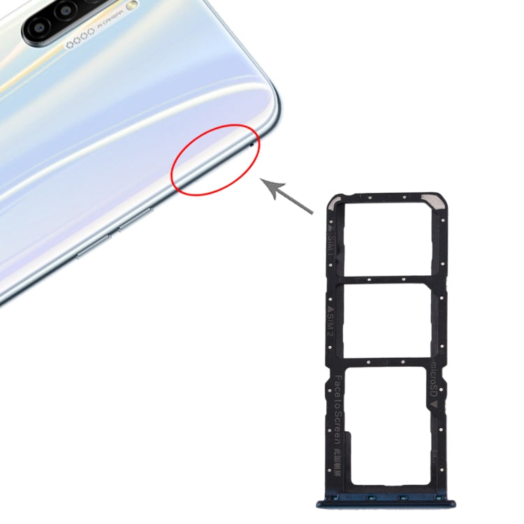 For Realme X2 SIM Card Tray + SIM Card Tray + Micro SD Card Tray (Blue) by buy2fix
