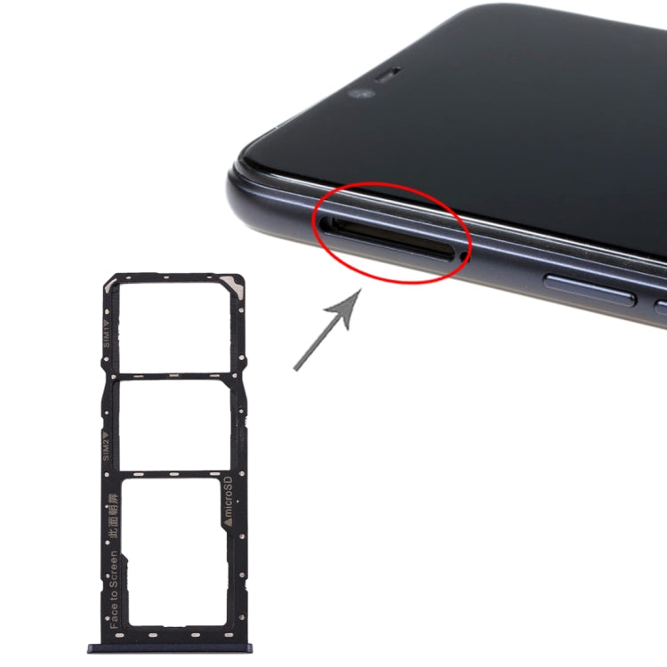 For Realme 2 SIM Card Tray + SIM Card Tray + Micro SD Card Tray (Black) by buy2fix