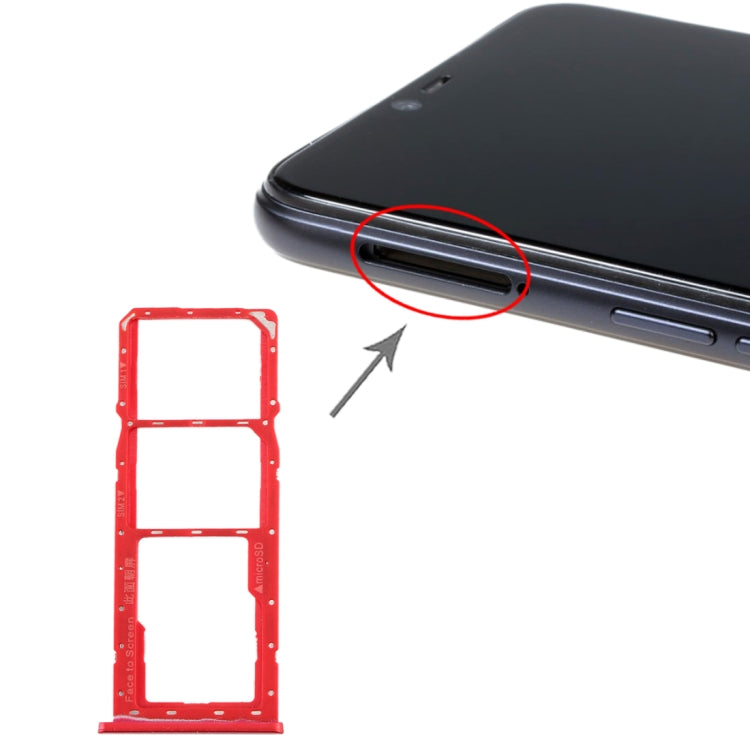 For Realme 2 SIM Card Tray + SIM Card Tray + Micro SD Card Tray (Red) by buy2fix