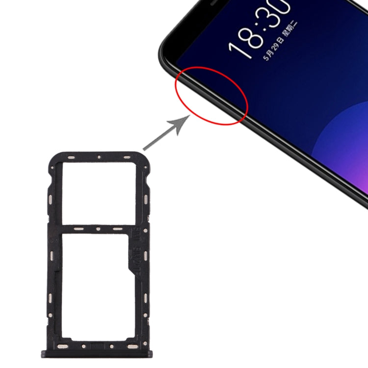 For Meizu M6T SIM Card Tray + SIM / Micro SD Card Tray (Black) by buy2fix