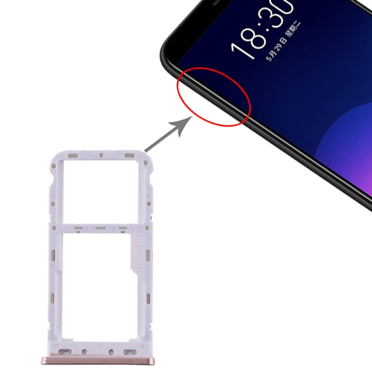 For Meizu M6T SIM Card Tray + SIM / Micro SD Card Tray (Pink) by buy2fix
