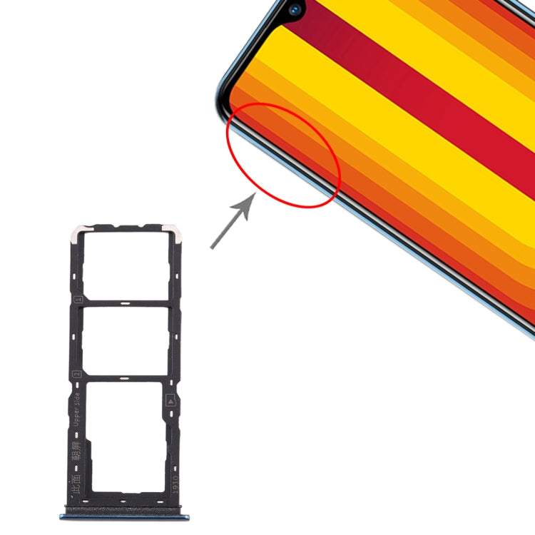 For vivo Y3 SIM Card Tray + SIM Card Tray + Micro SD Card Tray (Dark Blue) by buy2fix