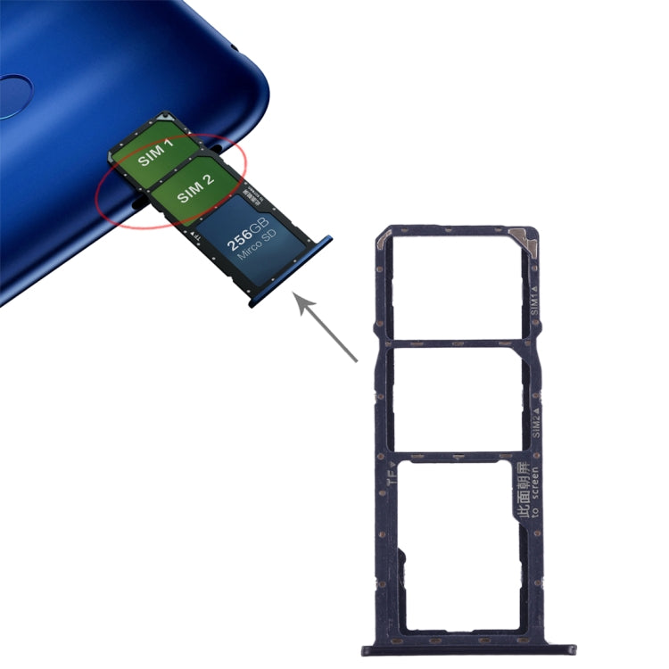 SIM Card Tray + Micro SD Card Tray for Huawei Honor 8C (Blue) by buy2fix