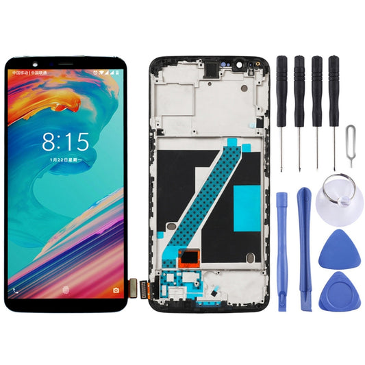 For Oneplus 5T A5010 Digitizer Full Assembly with Frame OEM LCD Screen (Black) by buy2fix