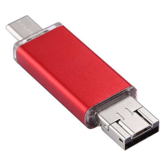 32GB 3 in 1 USB-C / Type-C + USB 2.0 + OTG Flash Disk, For Type-C Smartphones & PC Computer (Red) by buy2fix