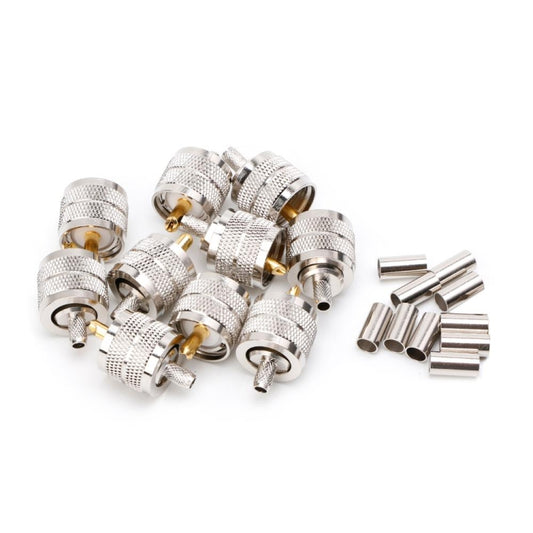 10 PCS UHF Male PL259 Plug Crimp Connector Adapter for RG58 RG142 / 3D-FB by buy2fix
