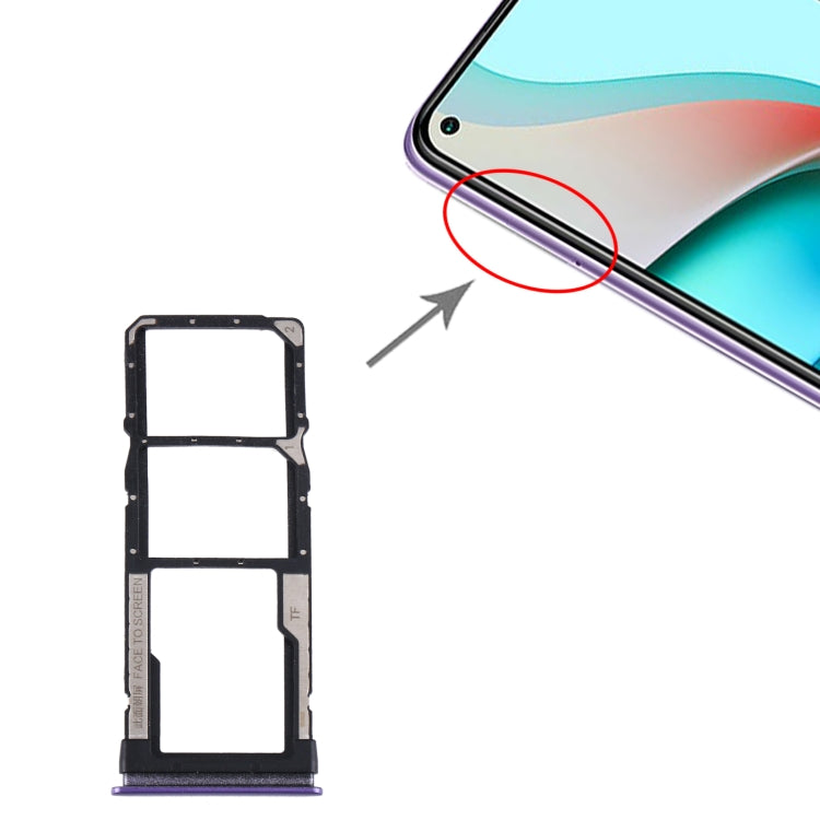 SIM Card Tray + SIM Card Tray + Micro SD Card Tray for Xiaomi Redmi Note 9 5G / Redmi Note 9T M2007J22G M2007J22C(Purple) by buy2fix
