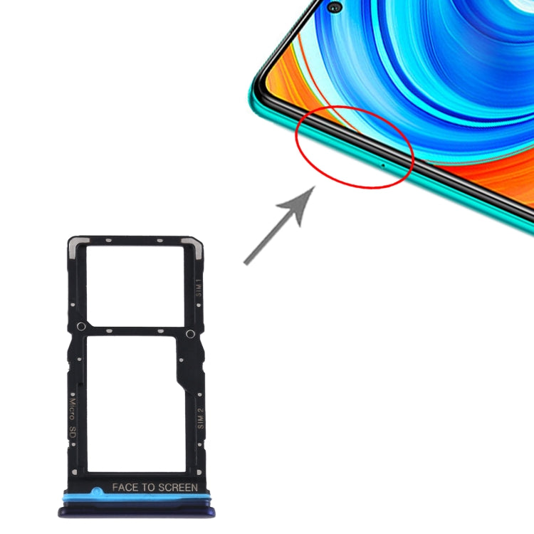 SIM Card Tray + SIM Card Tray / Micro SD Card Tray for Xiaomi Redmi Note 9 Pro 5G M2007J17C (Blue) by buy2fix
