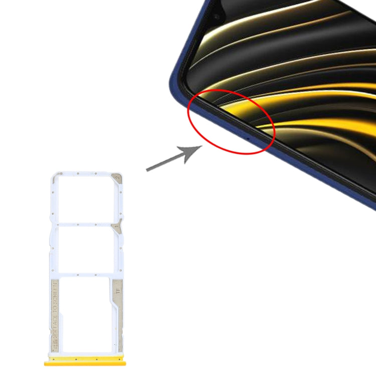 SIM Card Tray + SIM Card Tray + Micro SD Card Tray for Xiaomi Poco M3 M2010J19CG M2010J19CI (Yellow) by buy2fix