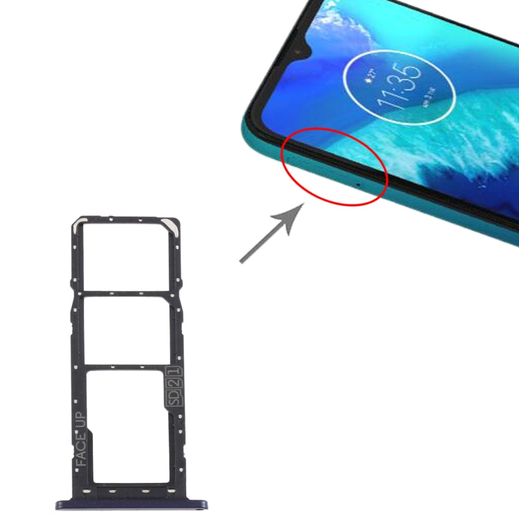 SIM Card Tray + SIM Card Tray + Micro SD Card Tray for Motorola Moto G8 Power Lite (Black) by buy2fix