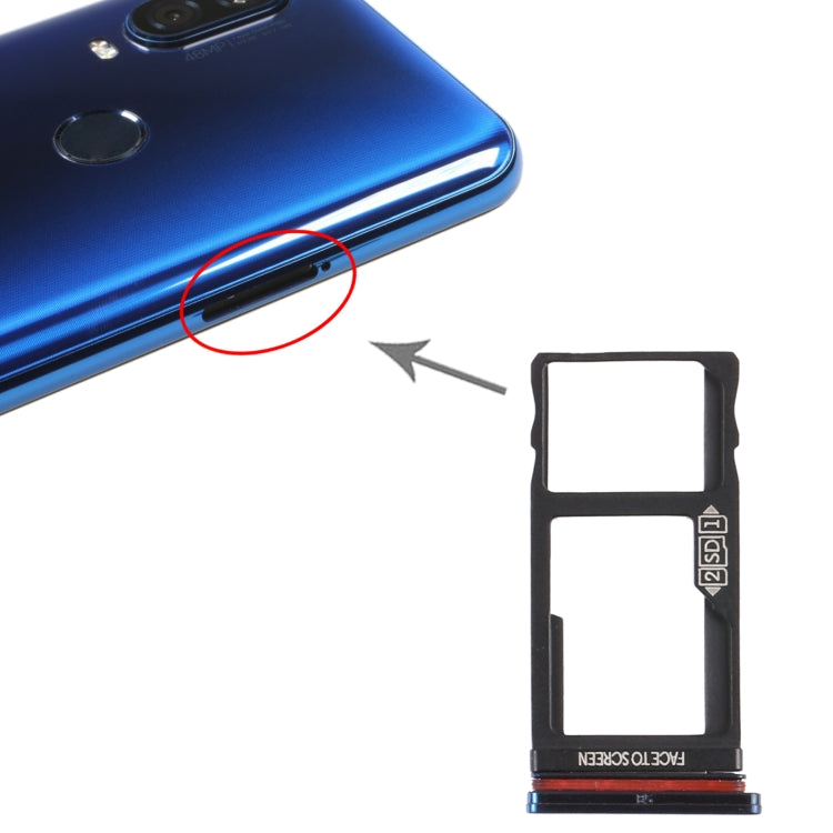 SIM Card Tray + Micro SD Card Tray for Motorola Moto One Vision / P50 (Blue) by buy2fix