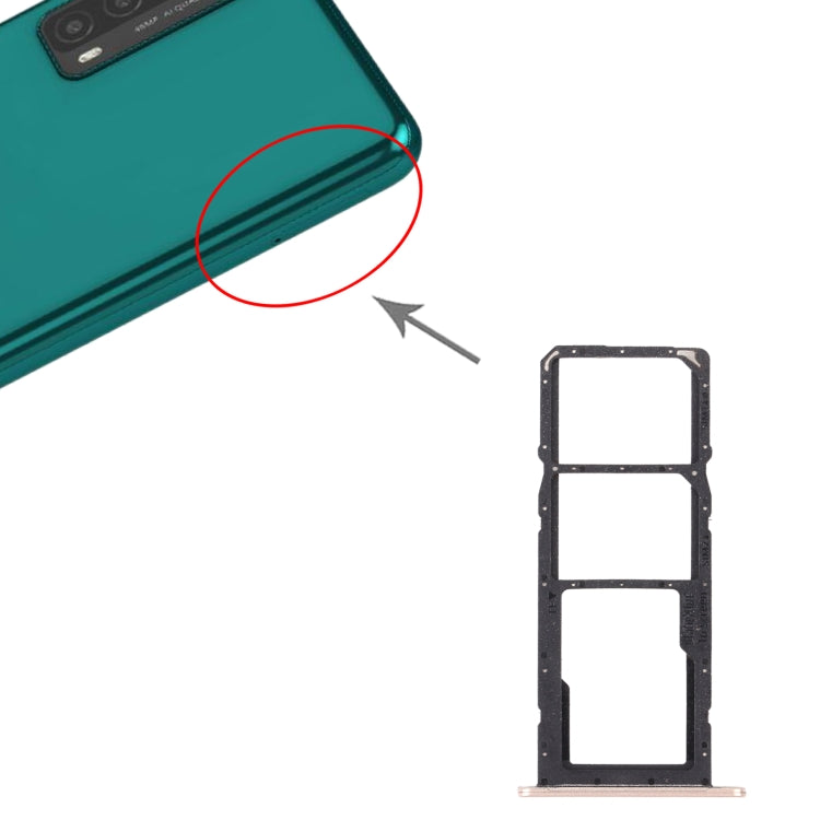 SIM Card Tray + SIM Card Tray + Micro SD Card Tray for Huawei Y7a (Gold) by buy2fix
