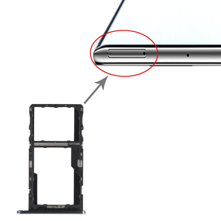 SIM Card Tray + Micro SD Card Tray for LG K92 5G LMK920 LM-K920 (Black) by buy2fix