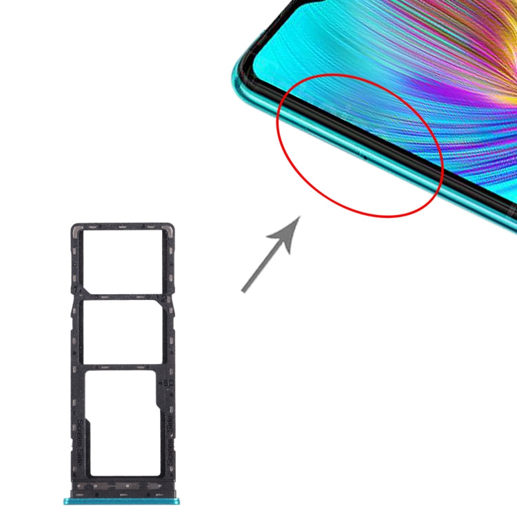 For infinix Hot 9 Play X680 C680B X680C SIM Card Tray + SIM Card Tray + Micro SD Card Tray (Green) by buy2fix