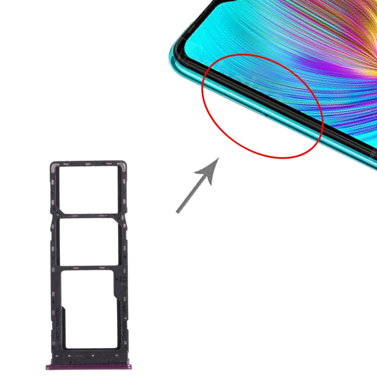 For infinix Hot 9 Play X680 C680B X680C SIM Card Tray + SIM Card Tray + Micro SD Card Tray (Purple) by buy2fix