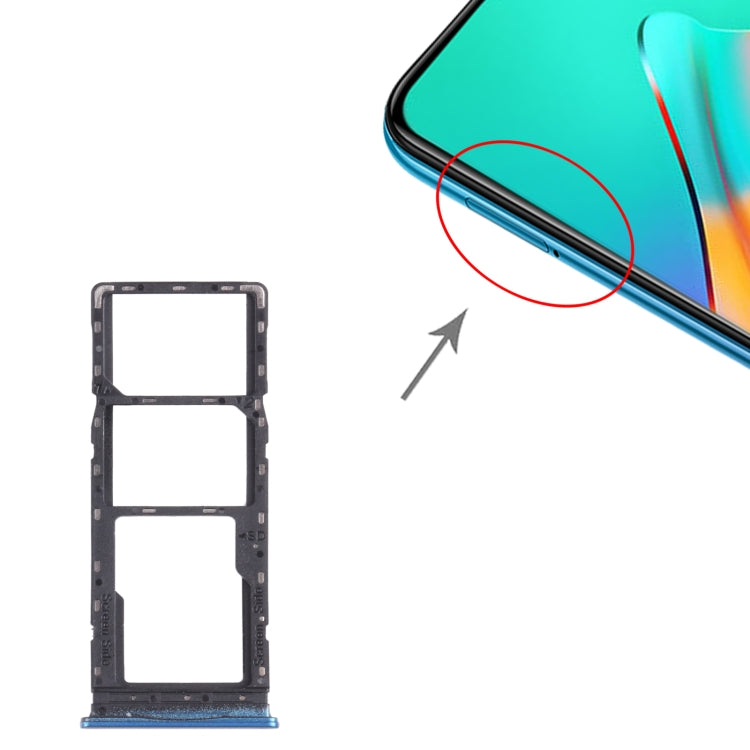 For infinix Hot 10 Play / Smart 5(India) X688C X688B SIM Card Tray + SIM Card Tray + Micro SD Card Tray (Blue) by buy2fix