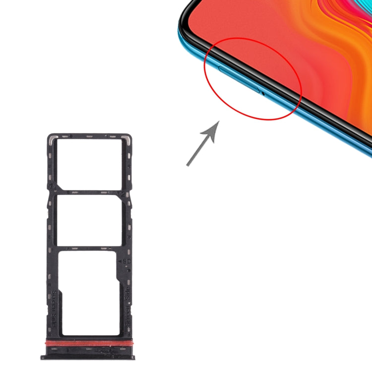For infinix Hot 8 Lite X650 SIM Card Tray + SIM Card Tray + Micro SD Card Tray (Black) by buy2fix