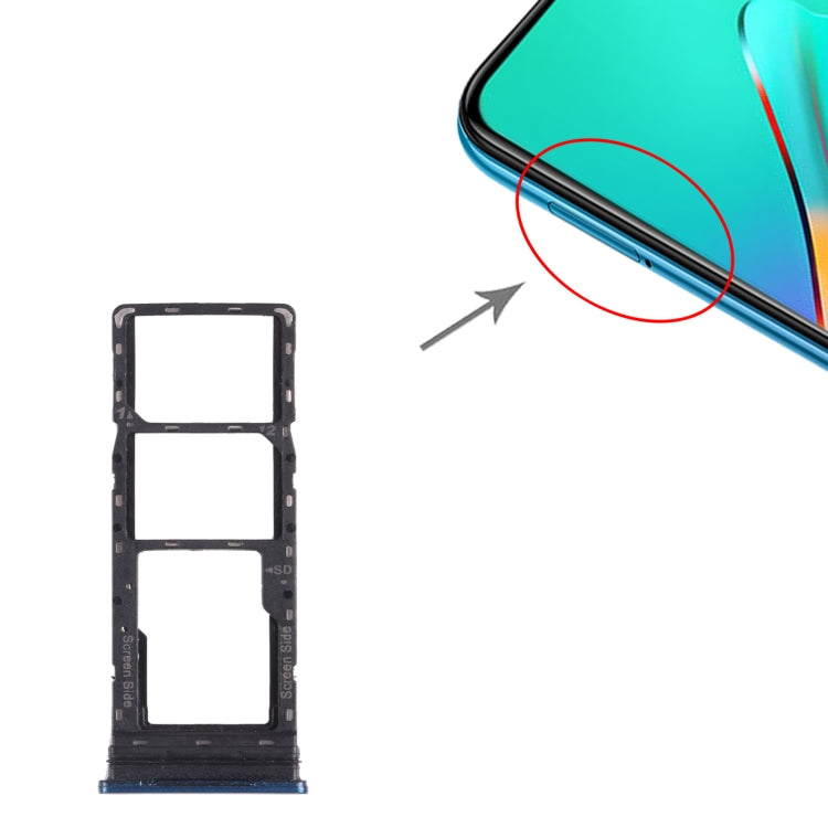 For infinix Smart 5 X657 X657C SIM Card Tray + SIM Card Tray + Micro SD Card Tray (Blue) by buy2fix