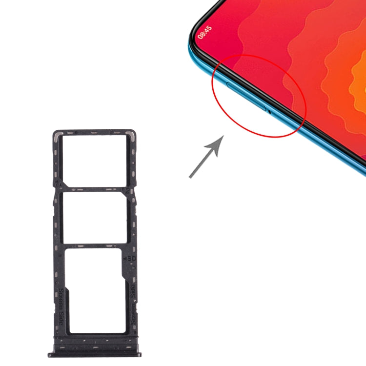For Tecno Spark 4 / Camon 12 KC2 KC8 CC7 SIM Card Tray + SIM Card Tray + Micro SD Card Tray (Black) by buy2fix