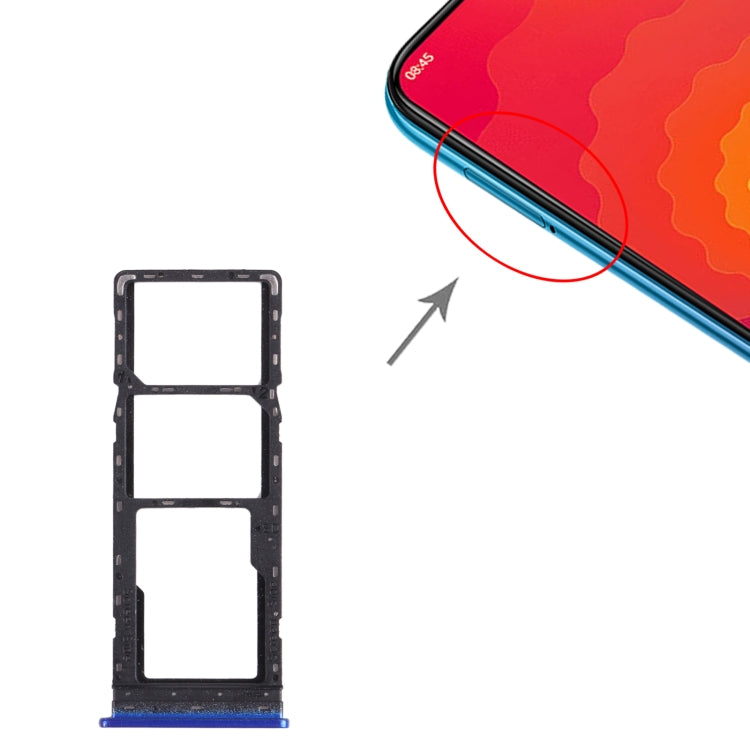 For Tecno Spark 4 / Camon 12 KC2 KC8 CC7 SIM Card Tray + SIM Card Tray + Micro SD Card Tray (Blue) by buy2fix