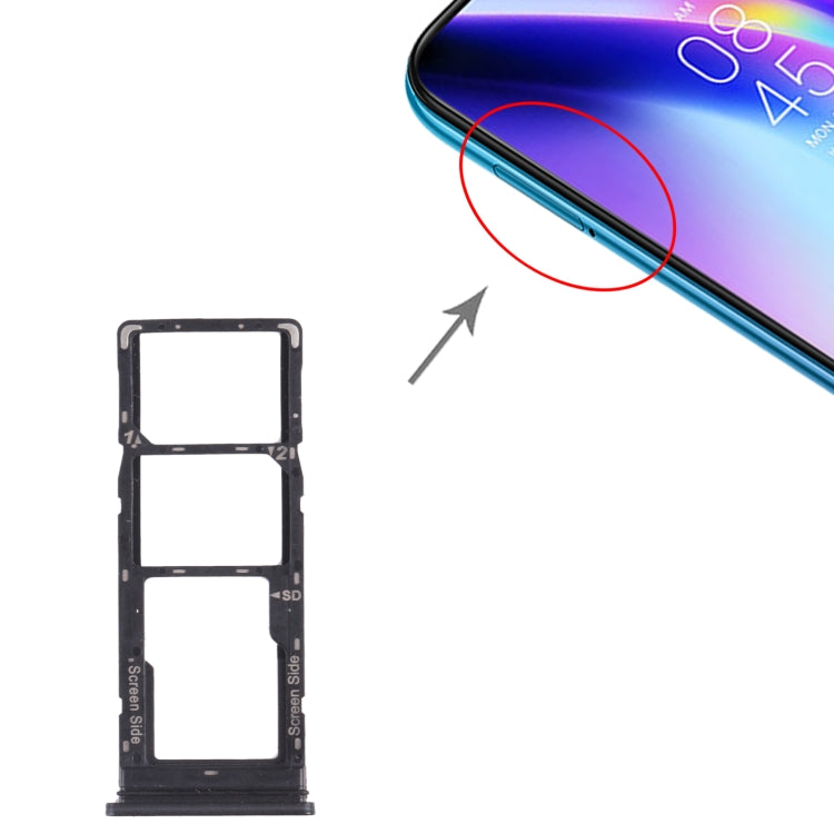 For Tecno Pouvoir 4 Pro / Pouvoir 4 LC7 SIM Card Tray + SIM Card Tray + Micro SD Card Tray (Black) by buy2fix