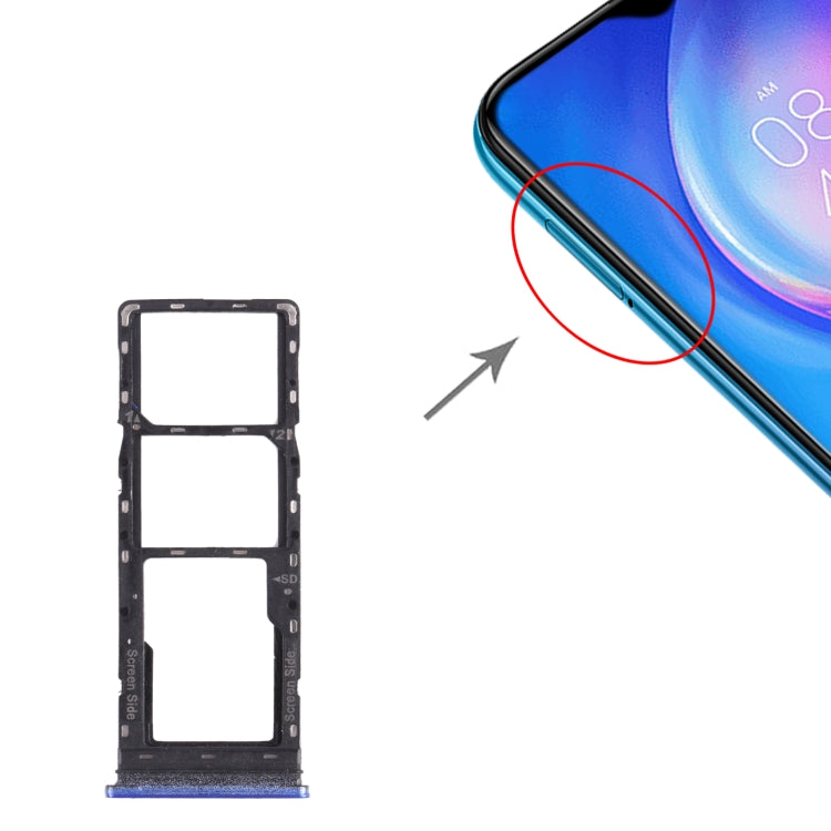 For Tecno Spark 6 Air KE6 KE6J KF6 SIM Card Tray + SIM Card Tray + Micro SD Card Tray (Blue) by buy2fix