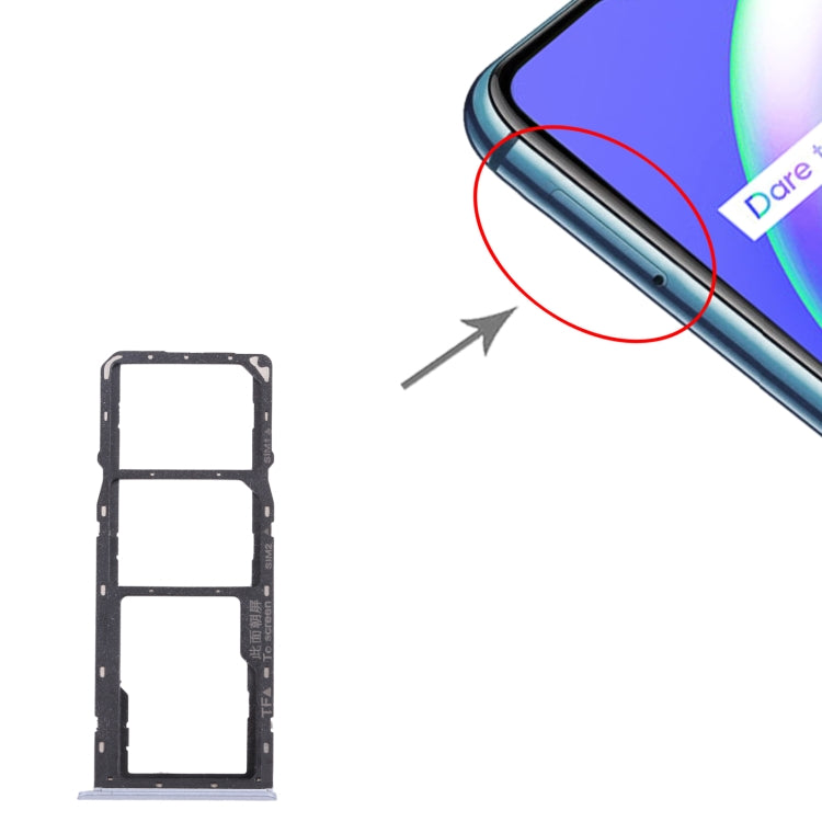 For OPPO Realme C12 RMX2189 SIM Card Tray + SIM Card Tray + Micro SD Card Tray (Silver) by buy2fix