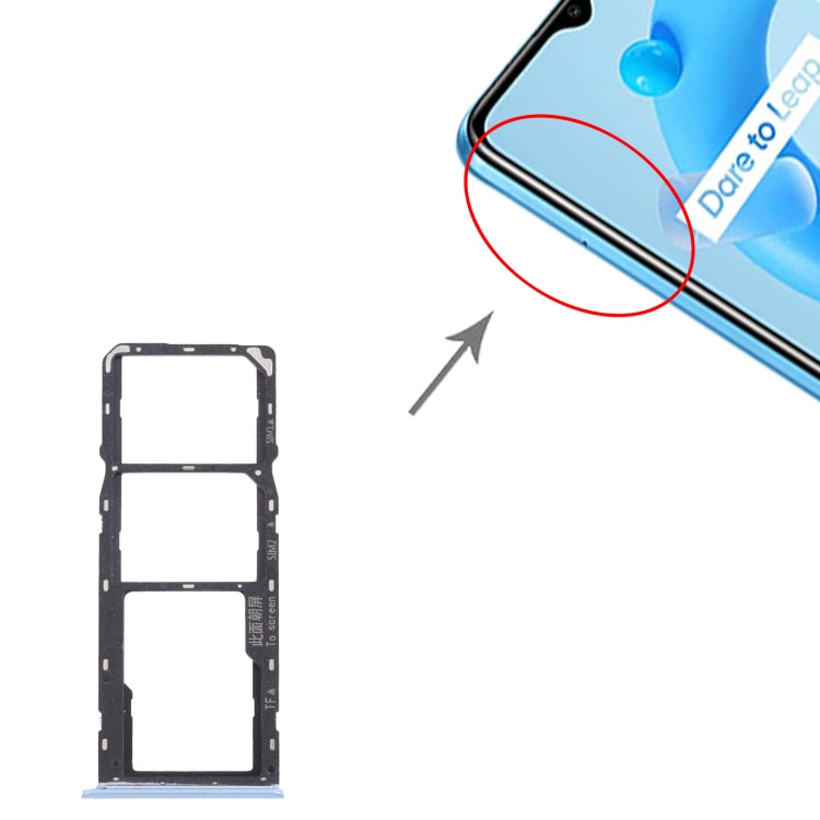 For OPPO Realme C11 (2021) RMX3231 SIM Card Tray + SIM Card Tray + Micro SD Card Tray (Blue) by buy2fix