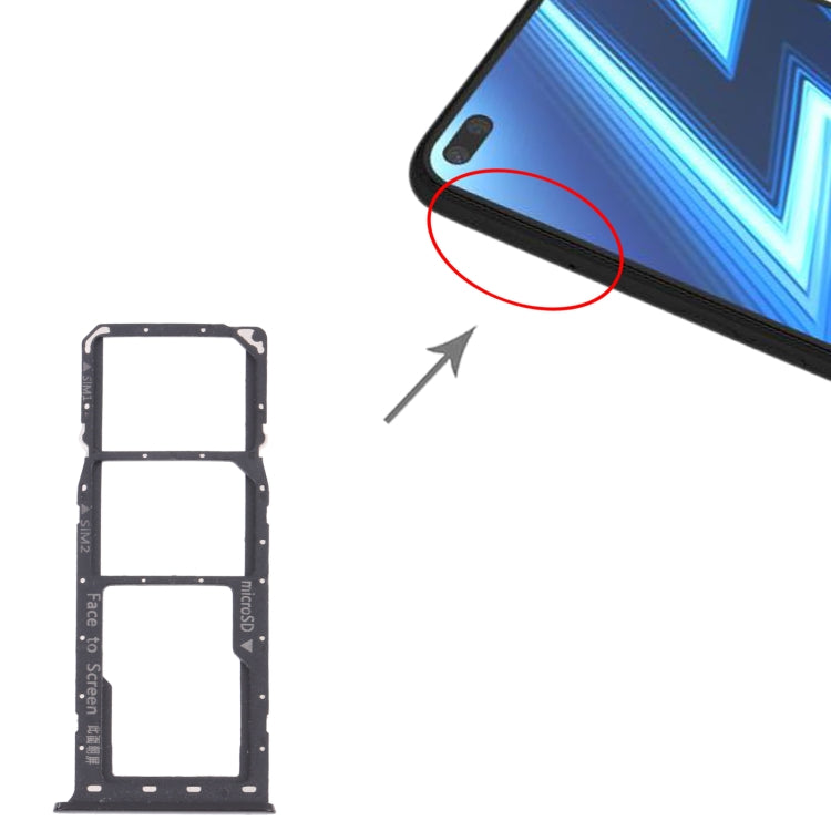 For OPPO Realme 6 Pro RMX2061, RMX2063 SIM Card Tray + SIM Card Tray + Micro SD Card Tray (Black) by buy2fix