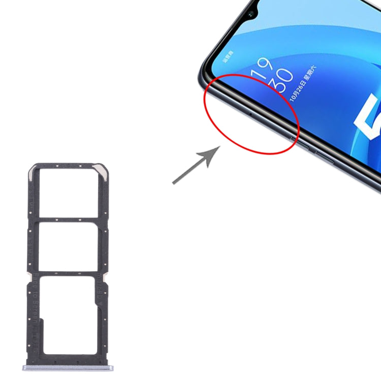 For OPPO A55 PEMM00, PEMM20, PEMT00, PEMT20 SIM Card Tray + SIM Card Tray + Micro SD Card Tray (Black) by buy2fix