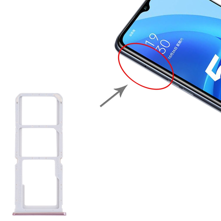 For OPPO A55 PEMM00, PEMM20, PEMT00, PEMT20 SIM Card Tray + SIM Card Tray + Micro SD Card Tray (Gold) by buy2fix