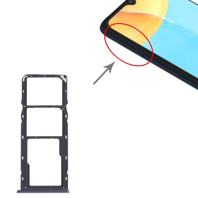 For OPPO A15 CPH2185 SIM Card Tray + SIM Card Tray + Micro SD Card Tray (Black) by buy2fix