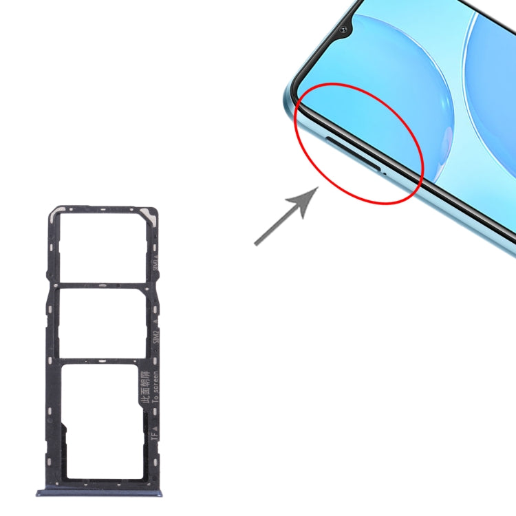For OPPO A15s CPH2179 SIM Card Tray + SIM Card Tray + Micro SD Card Tray (Black) by buy2fix