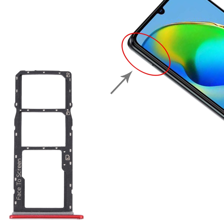 For ZTE Blade V40 Vita SIM Card Tray + SIM Card Tray + Micro SD Card Tray (Red) by buy2fix