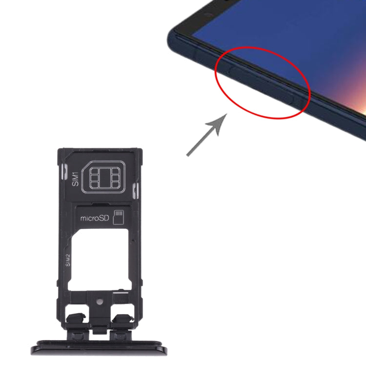 SIM Card Tray + SIM Card Tray / Micro SD Card Tray for Sony Xperia 5 (Black) by buy2fix