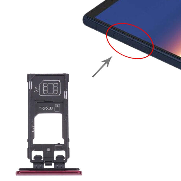 SIM Card Tray + SIM Card Tray / Micro SD Card Tray for Sony Xperia 5 (Red) by buy2fix