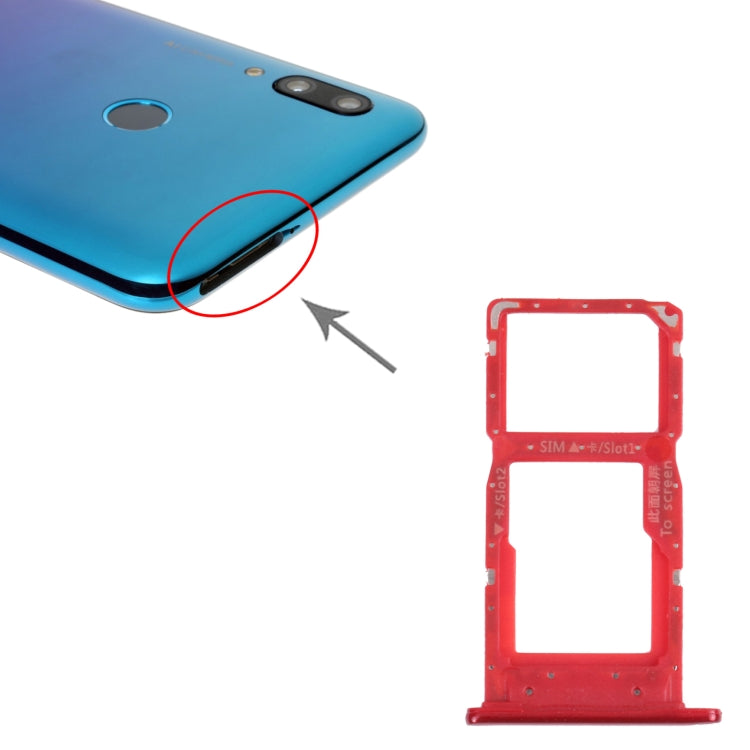 SIM Card Tray + SIM Card Tray / Micro SD Card Tray for Huawei P Smart (2019) (Red) by buy2fix
